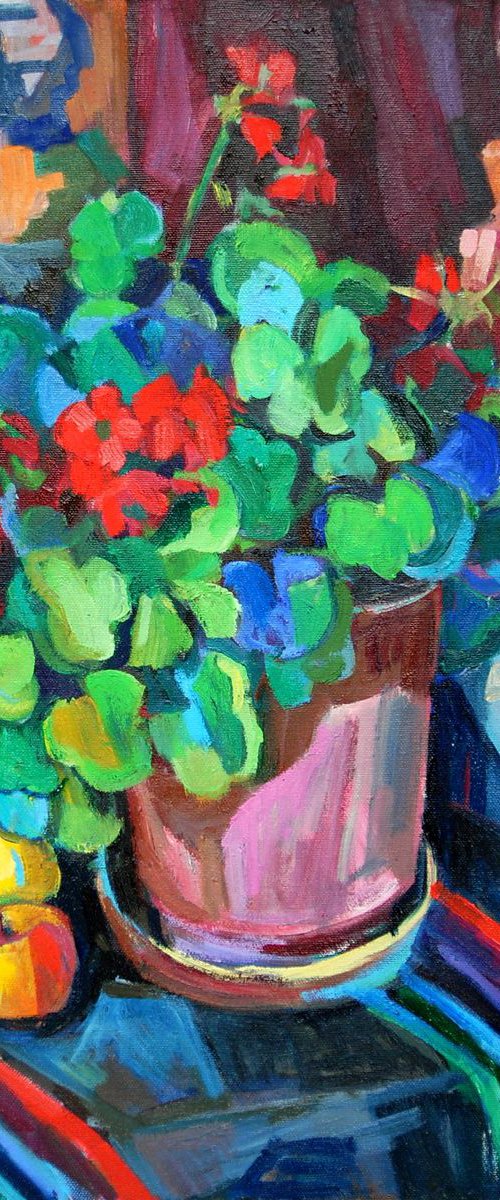 Summer floral composition 2 / 60 x 50 x 2 cm by Maja Đokić Mihajlović