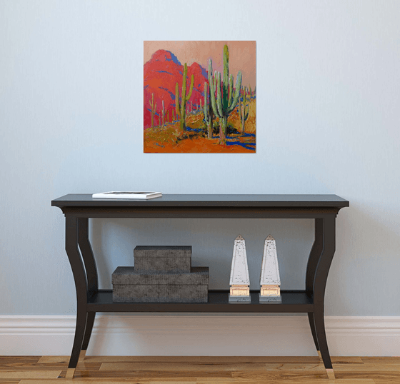 Evening. Saguaro Cactuses