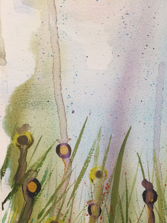 Watercolour Flower Splash Diptych on paper