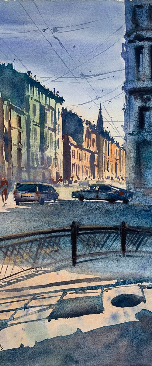 Sunlit street. St. Petersburg. by Evgenia Panova