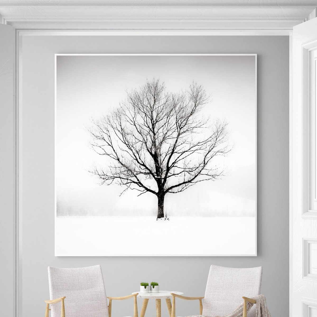 Impressionistic Landscape Photograph By Lynne Douglas, 60 X 60", Solitude In White, Original Artwork