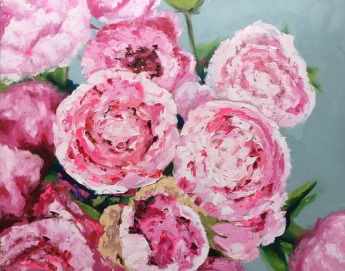 peony Delight - oil on canvas 24"x30" by Emma Bell