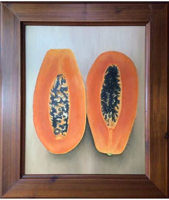 Sweet Papaya (embellished giclee, framed)