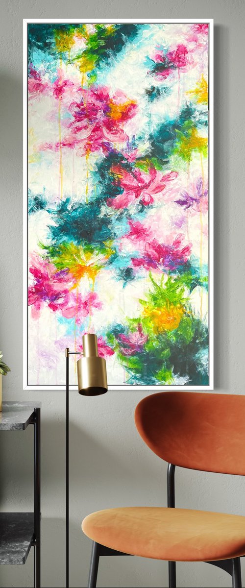 “Floral frequency” large abstract painting by JuliaP Art