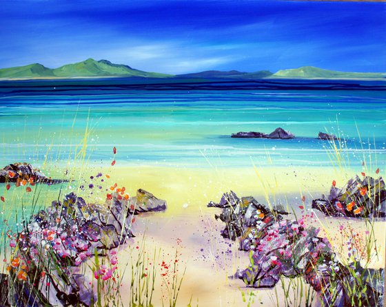 Scottish Beach with grasses and wild flowers