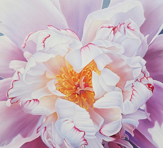 "Pink beauty", realistic pink peony painting, floral art