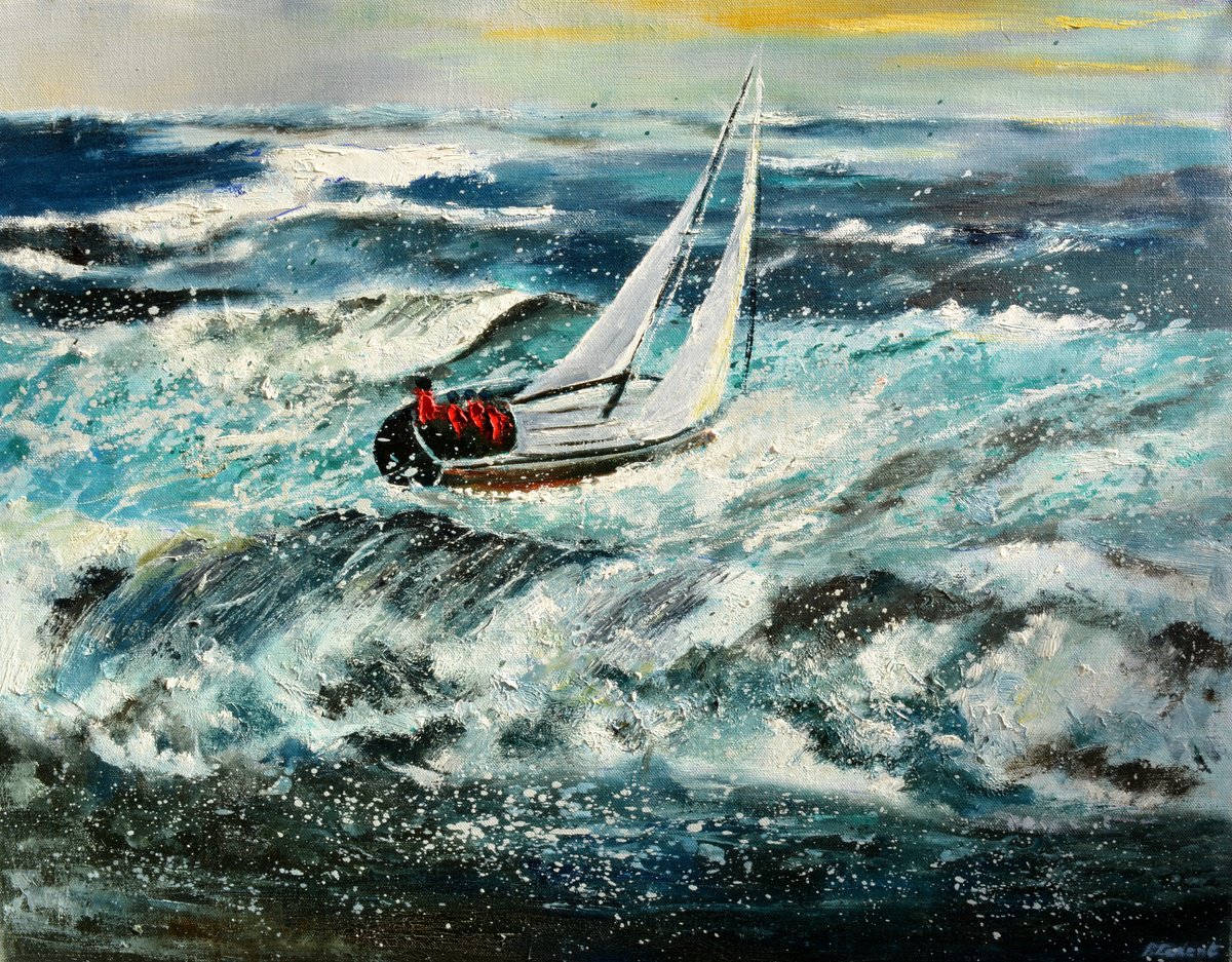 Expressive Oil Painting , Rough At Sea By Pol Henry Ledent, 35 X 28, Artwork For Sale On Artfinder