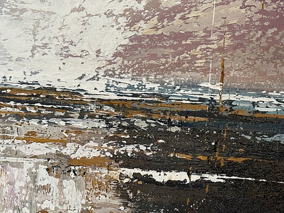 Radiant Divide – Blue Pink Abstract Landscape