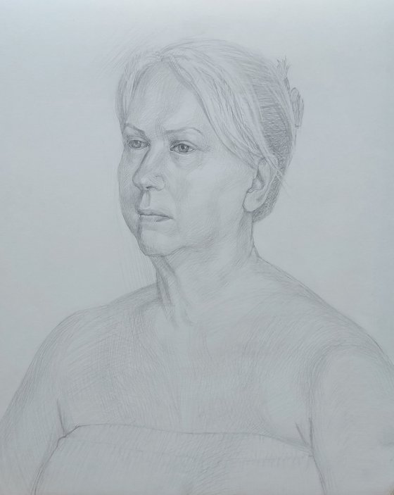 Portrait of a woman. Academic drawing.