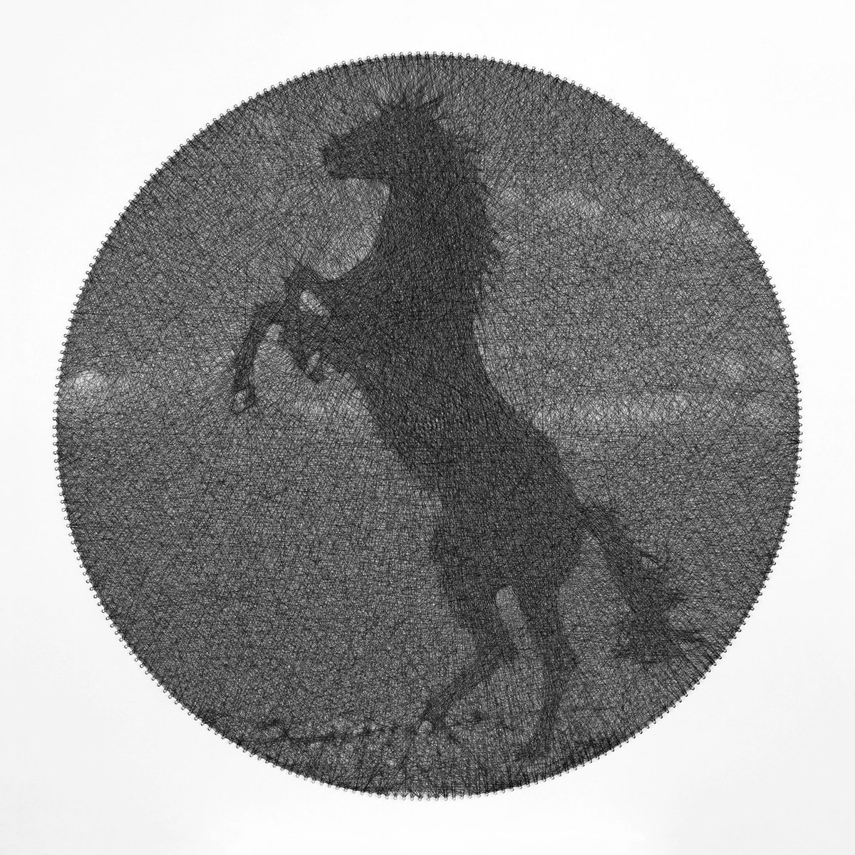 Rearing Black Horse Circular String Art to Live Through the Harsh Times by Andrey Saharov