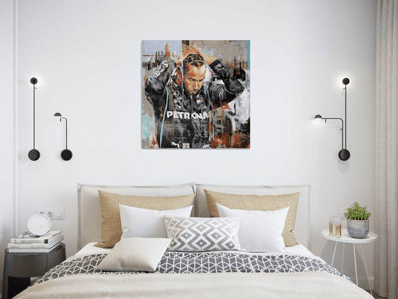 Lewis GOAT Original Painting Luxury Art Street Art Formula 1 F1 Racing Driver Champion Contemporary Art Semi Abstract BLM