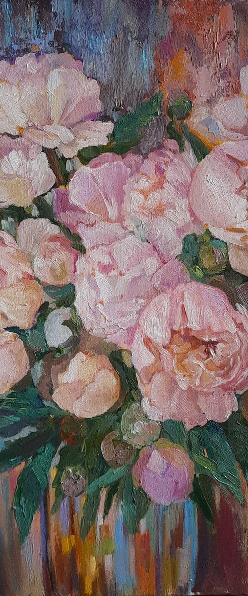 Peonies - Original  oil painting (2021) by Svetlana Norel