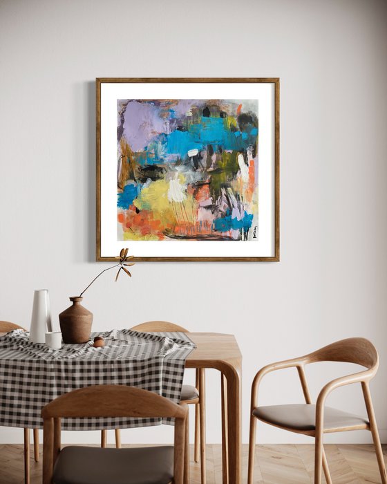 Line Dance - Colorful energetic contemporary abstract art painting