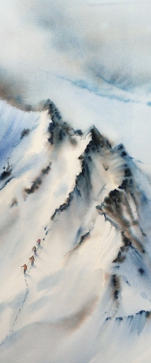 Only mountains can be better t by Olga Beliaeva Watercolour
