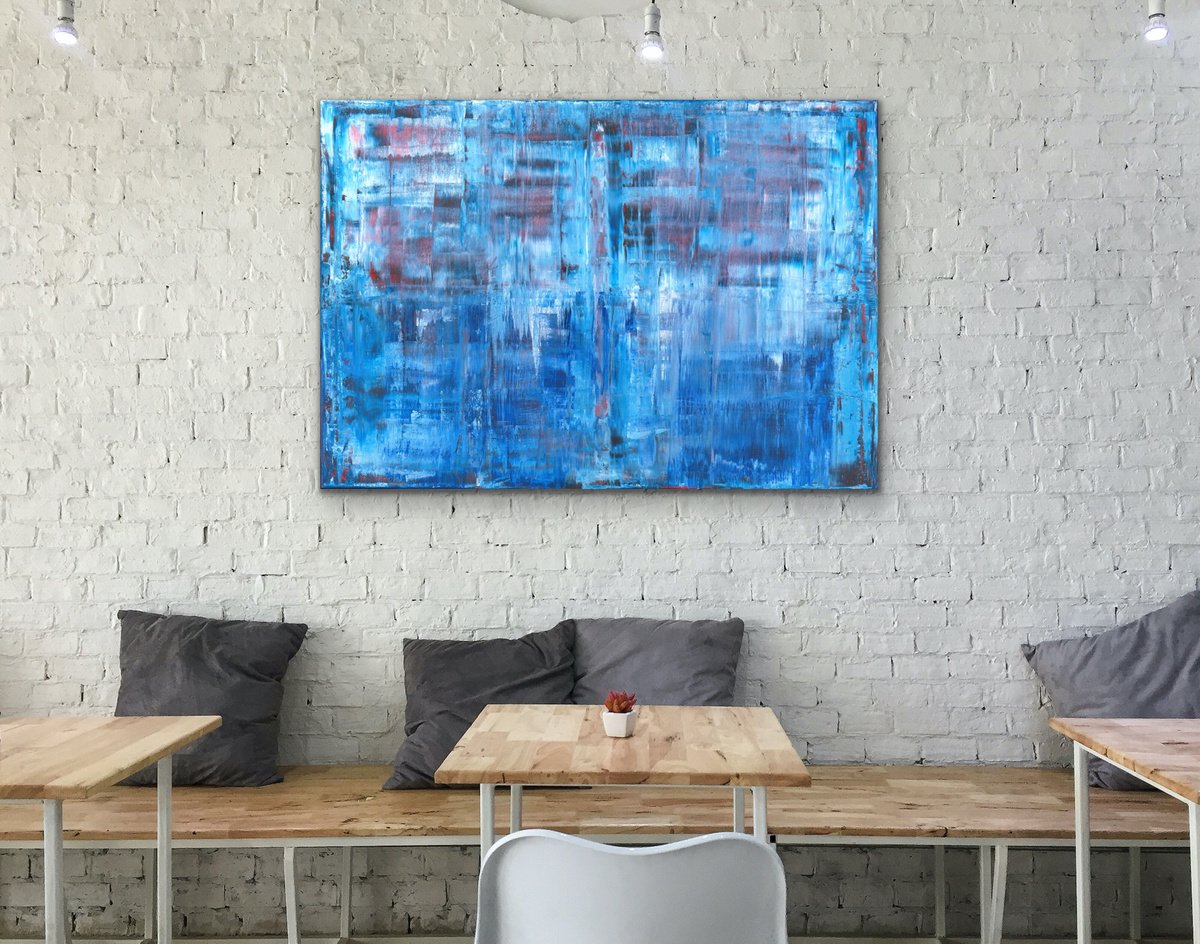 Blue - Abstract - Canvas - Rectangular - Gerhard Richter Style by Alessandra Viola