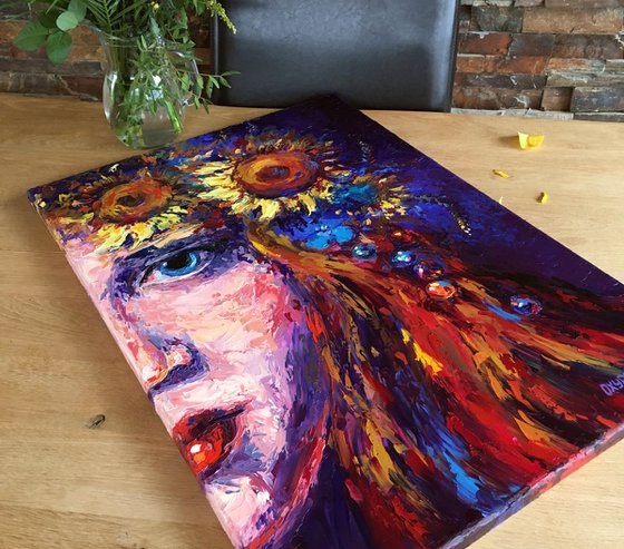 "Girl with sunflowers"