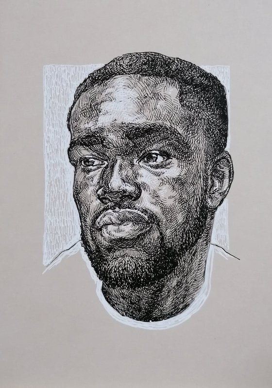 Black man portrait. Portrait on paper