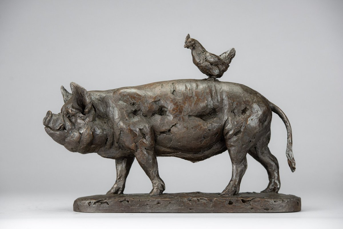 Sculpture , Pig And Chicken Br By Tanya Russell, 13 X 9, Artwork For Sale On Artfinder