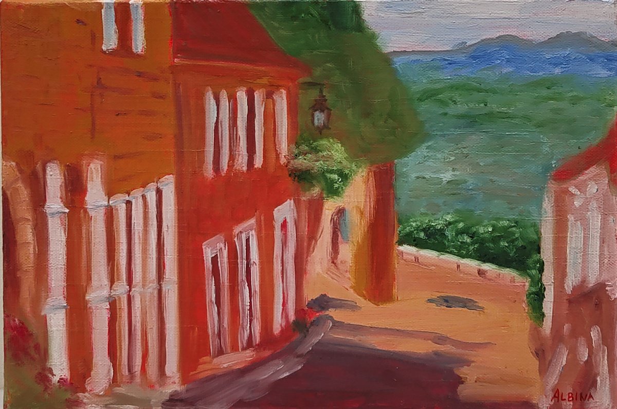 Impressionistic Landscape Oil Painting By Albina Urbanek, 13 X 9, Landscape Of The Midi, Original Artwork