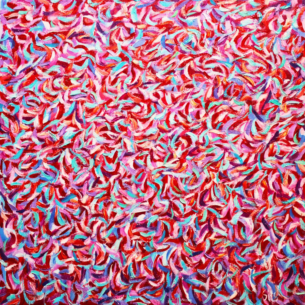 Abstract Oil Painting By Andrei Sitsko, 29 X 29, The Garden Xii, Original Artwork