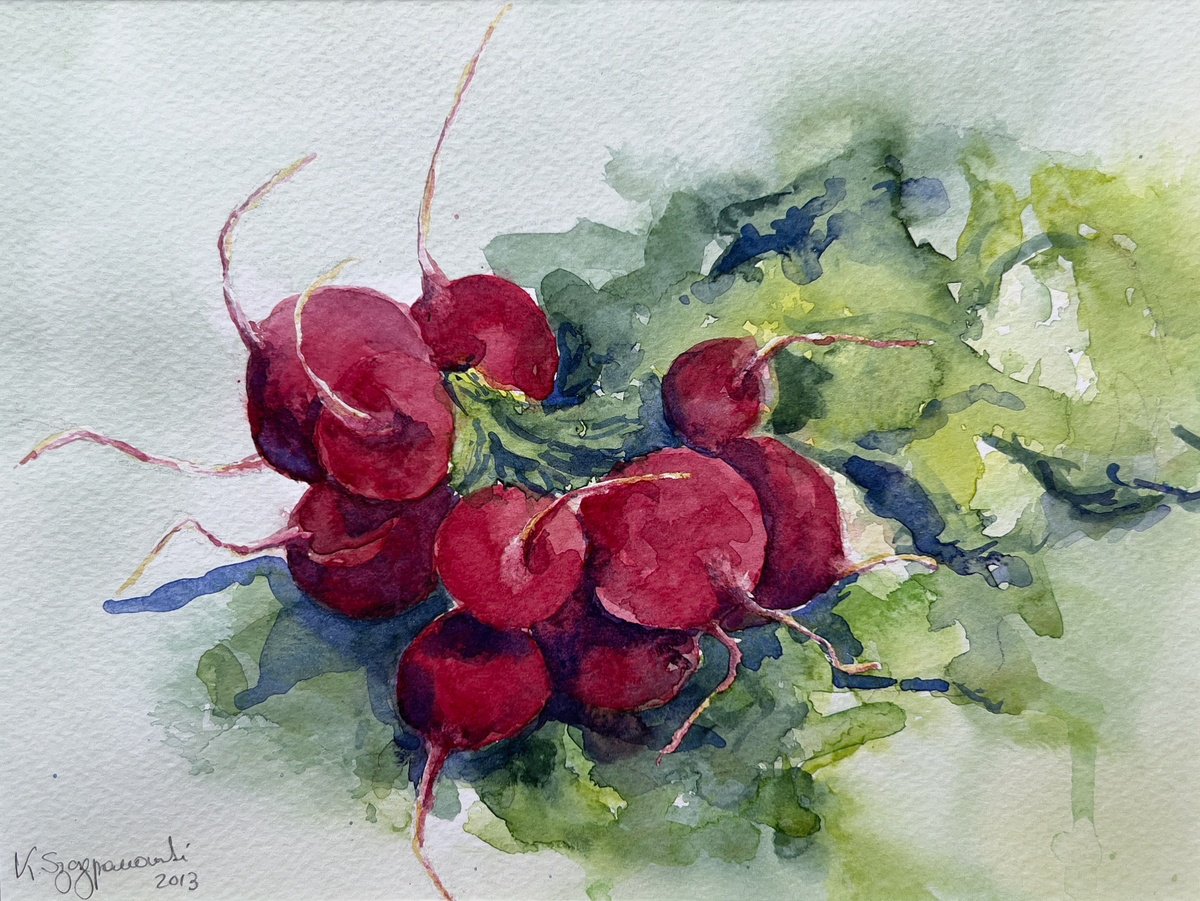 Impressionistic Watercolour , Radishes By Krystyna Szczepanowski, 16 X 12, Artwork For Sale On Artfinder