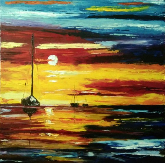 Colorful sunset, 70x70
