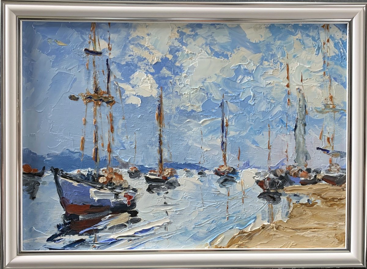 Coastal Charm. Yachts,Boat. By Vita Schagen, 13 X 9, Artwork For Sale On Artfinder