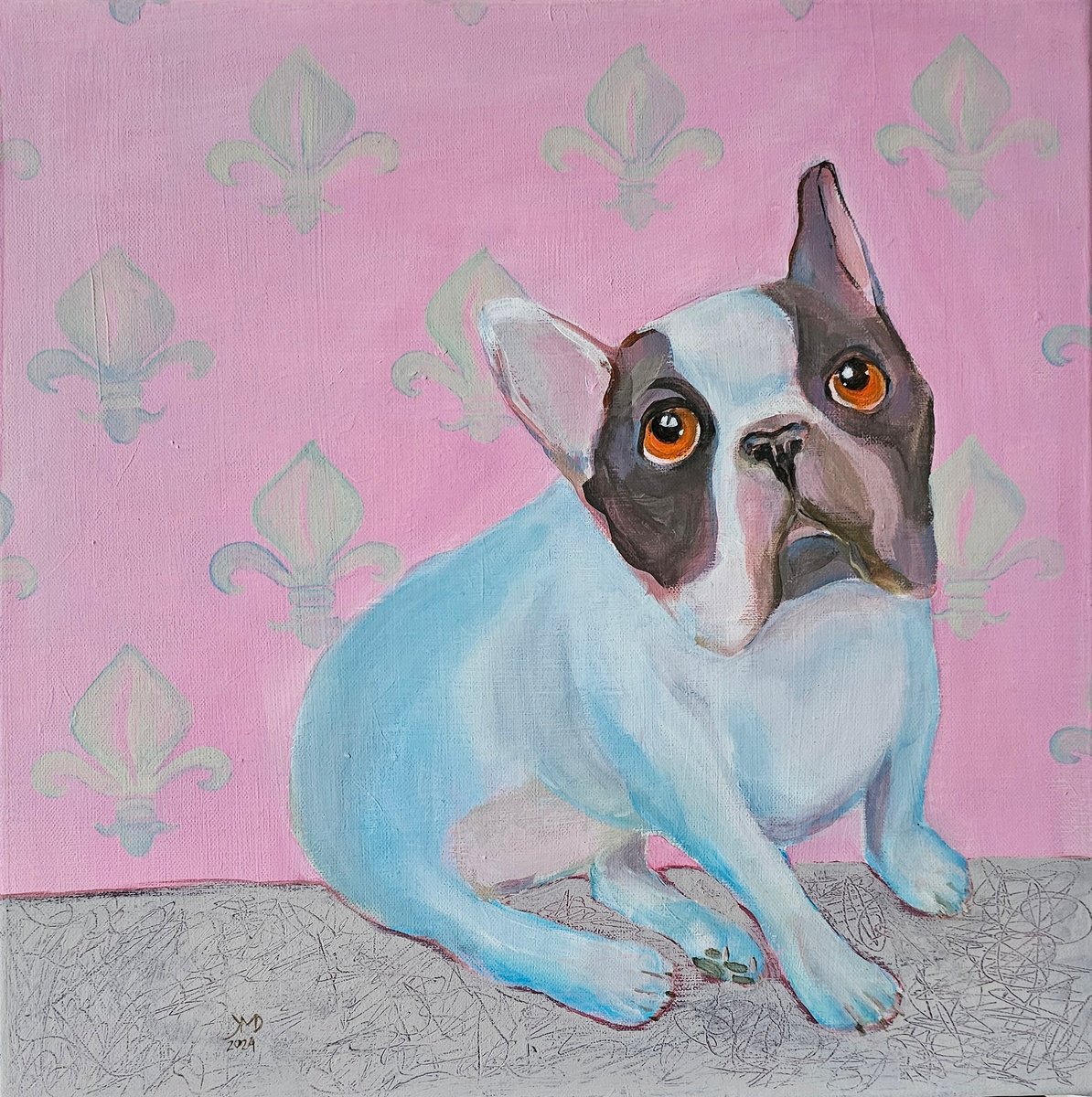 Expressive Animal Acrylic Painting By Ksenia June, 16 X 16", What Have I Done?, Original Artwork