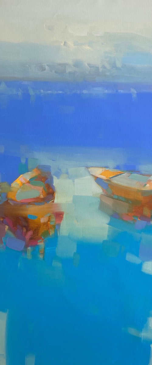 Canoes, Original oil painting, Handmade artwork, One of a kind by Vahe Yeremyan