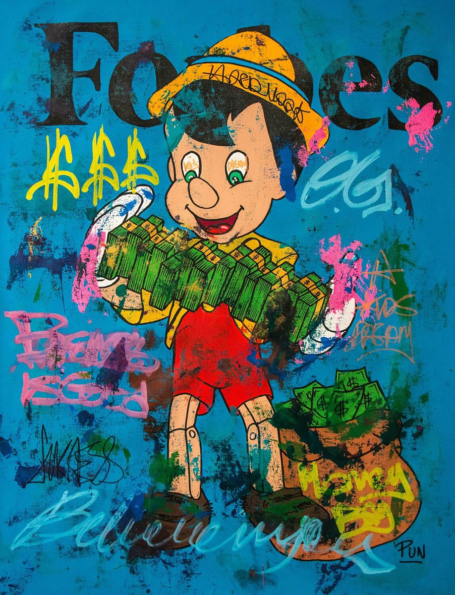 Urban And Pop Acrylic Painting , Believe In You Ft. Pinocchio By Carlos Pun Art, 28 X 35, Artwork For Sale On Artfinder