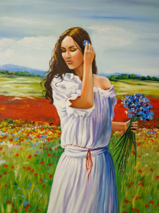 Girl with cornflowers