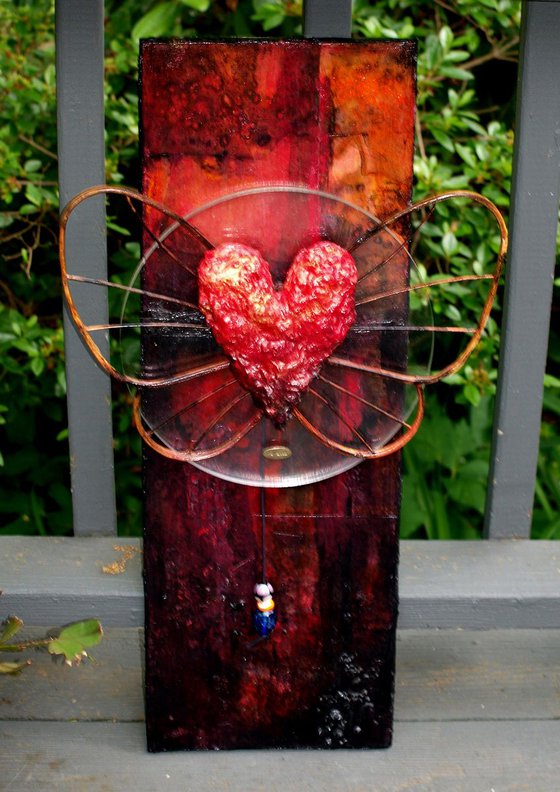 Elysium - Heart With Wings, Mixed Media Art by Kathy Morton Stanion