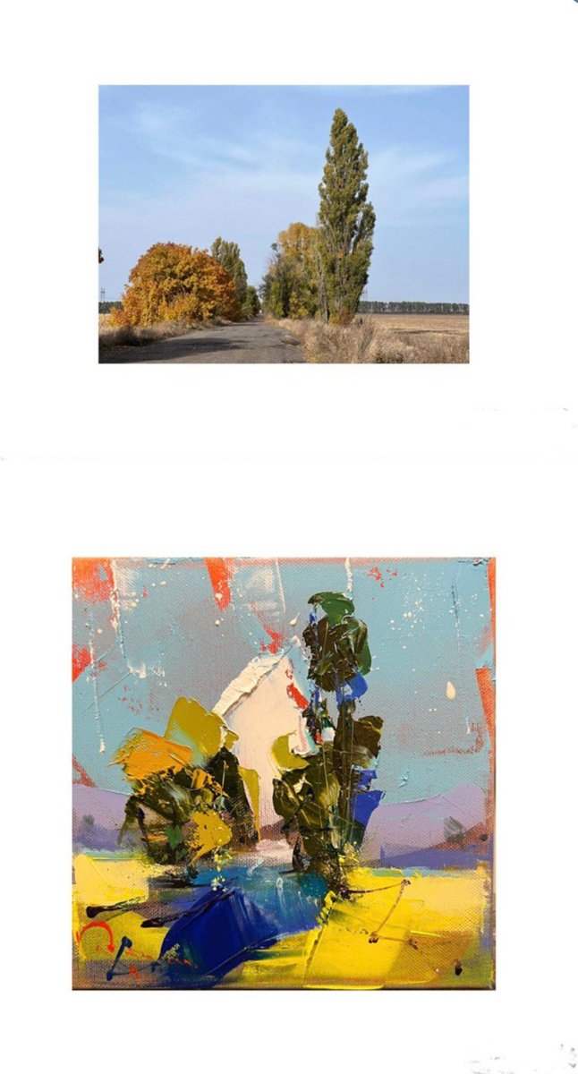 Landscape Oil Painting By Arman Allakhverdian, 8 X 8, Road To Parents, Original Artwork