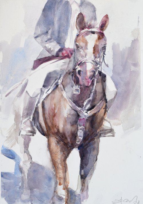 Raider and  horse by Goran Žigolić Watercolors
