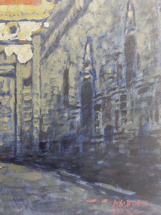 Original Oil Painting Wall Art Artwork Signed Hand Made Jixiang Dong Canvas 25cm × 30cm Cathedral Florence small building Impressionism