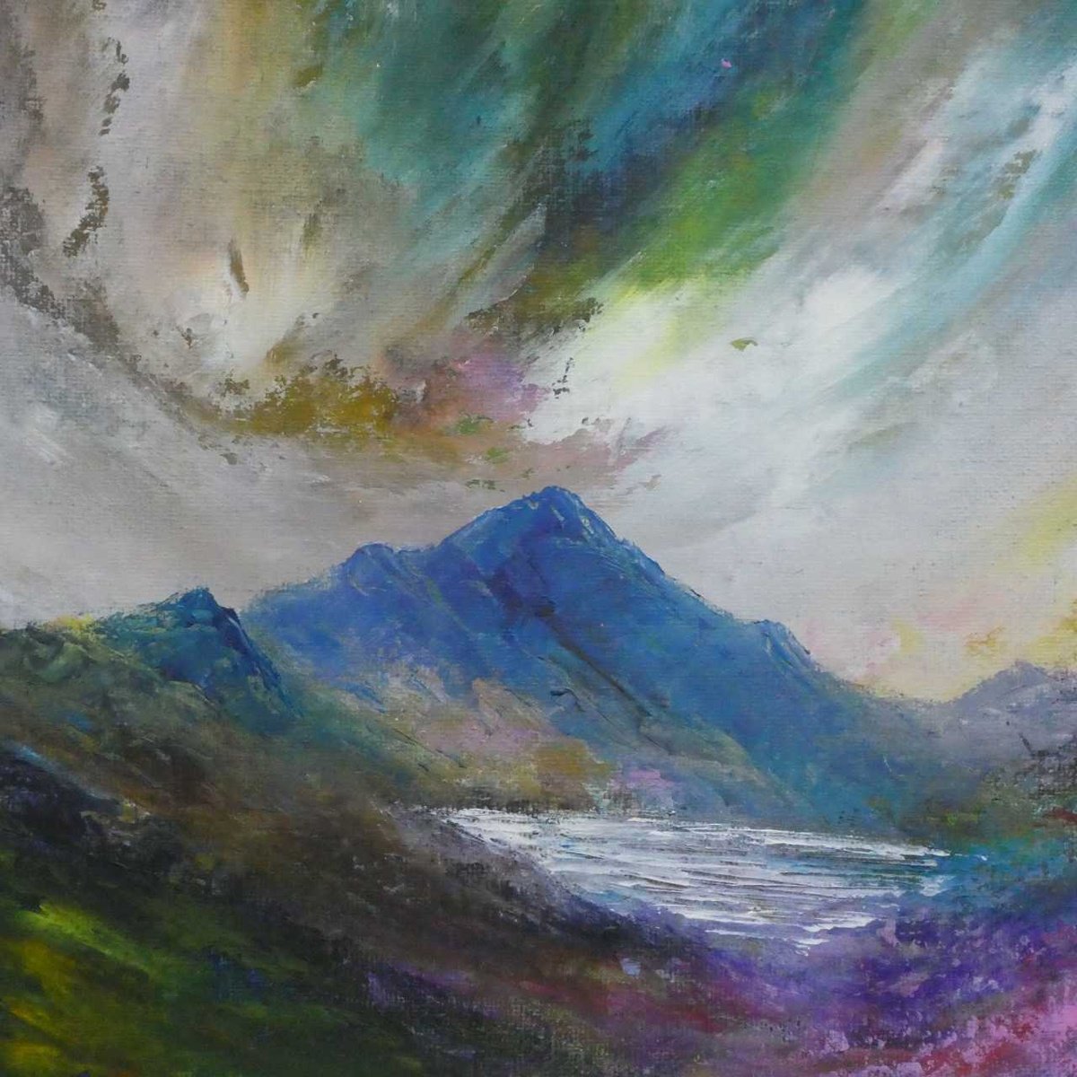 Impressionistic Landscape Acrylic Painting By Oconnart, 10 X 10", Ben Venue Loch Achray, Original Artwork