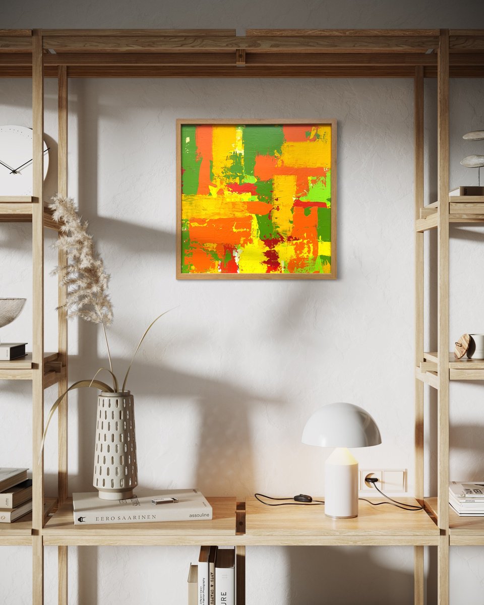 Abstract Acrylic Painting By Km Arts, 20 X 20", An Undefined Structure, Original Artwork