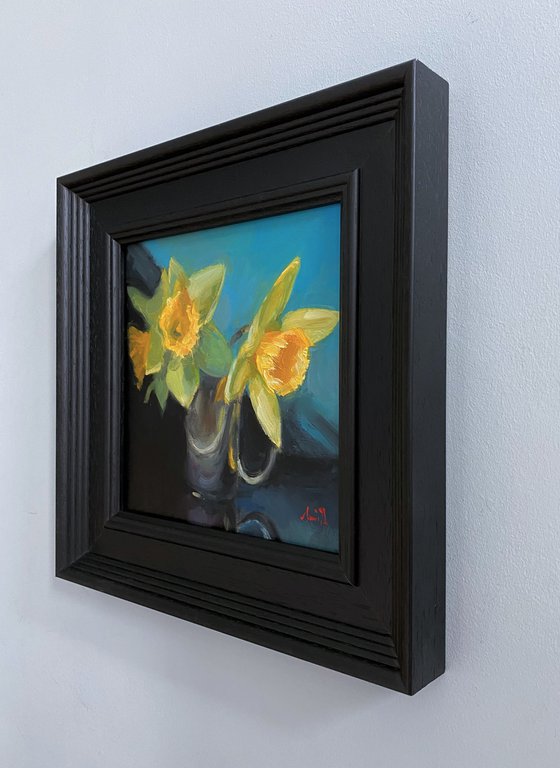 Original Oil Still Life Daffodils.