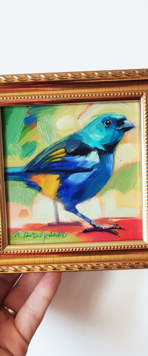 Tanager Blue bird by Nataly Derevyanko