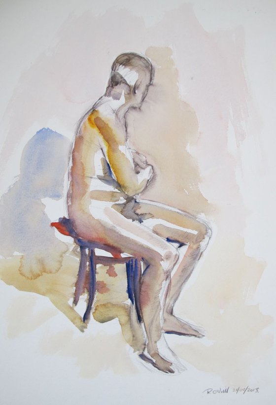 seated male nude