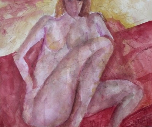 NUDE ON THE RED BLANKET by Jacques Donneaud