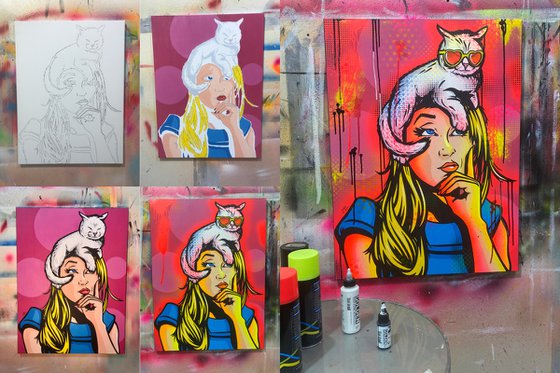 Cat On A Hot Blonde Head