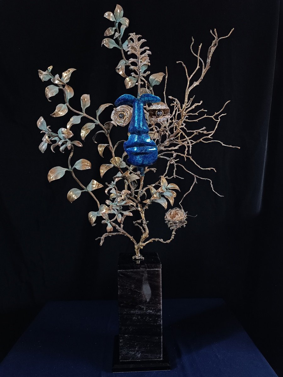 Surrealistic Portrait Bronze Sculpture By Karen Terzyan, 10 X 14", Race, Original Artwork