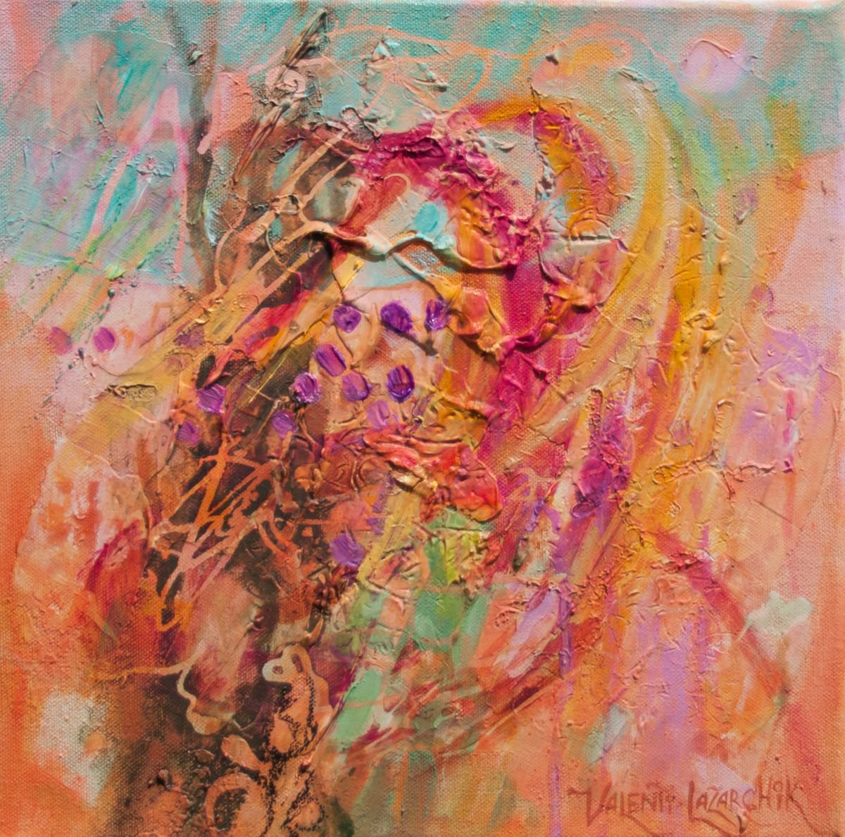 Organic Abstract Oil Painting By Gina Valenti-Lazarchik, 12 X 12, Chipotle, Original Artwork