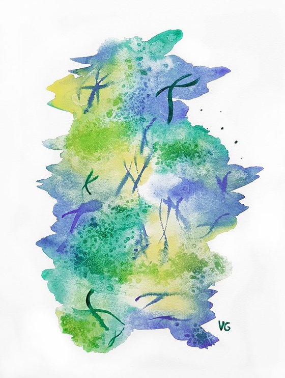"Pine forest" Abstract Watercolor Painting on Paper