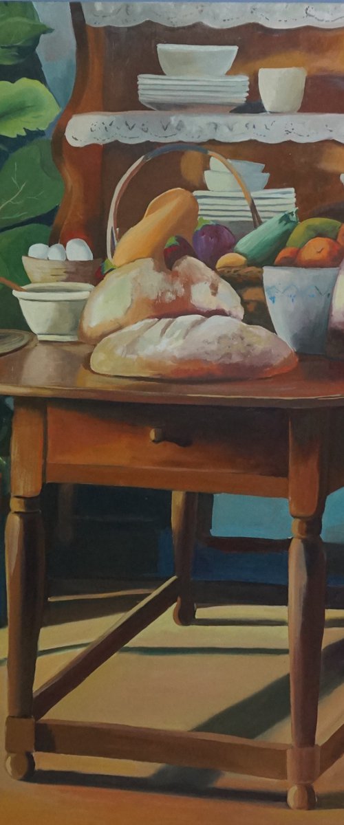 Table with bread by Amaya Fernández Fariza