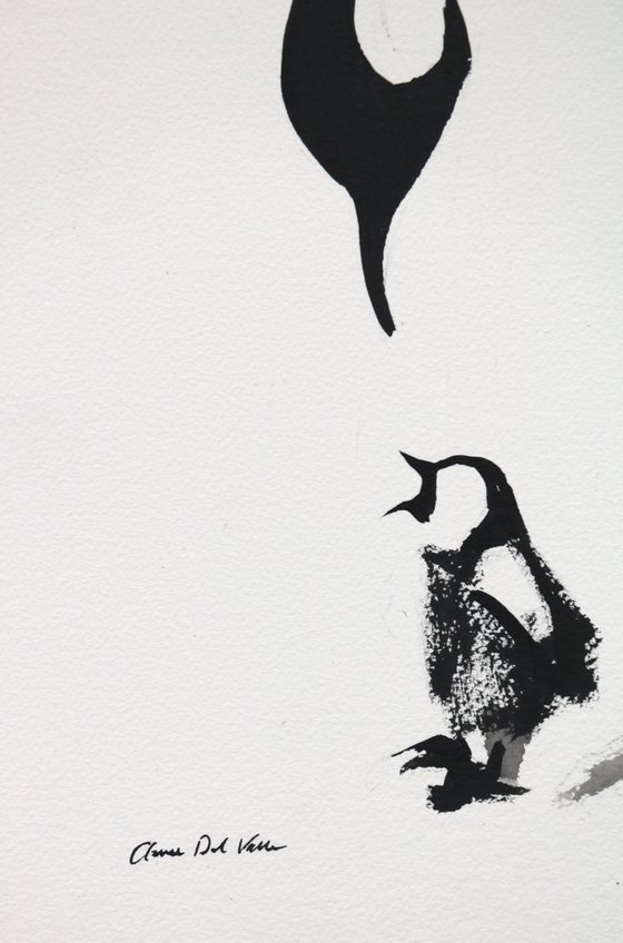 Penguin Ink drawing "With My Dad"