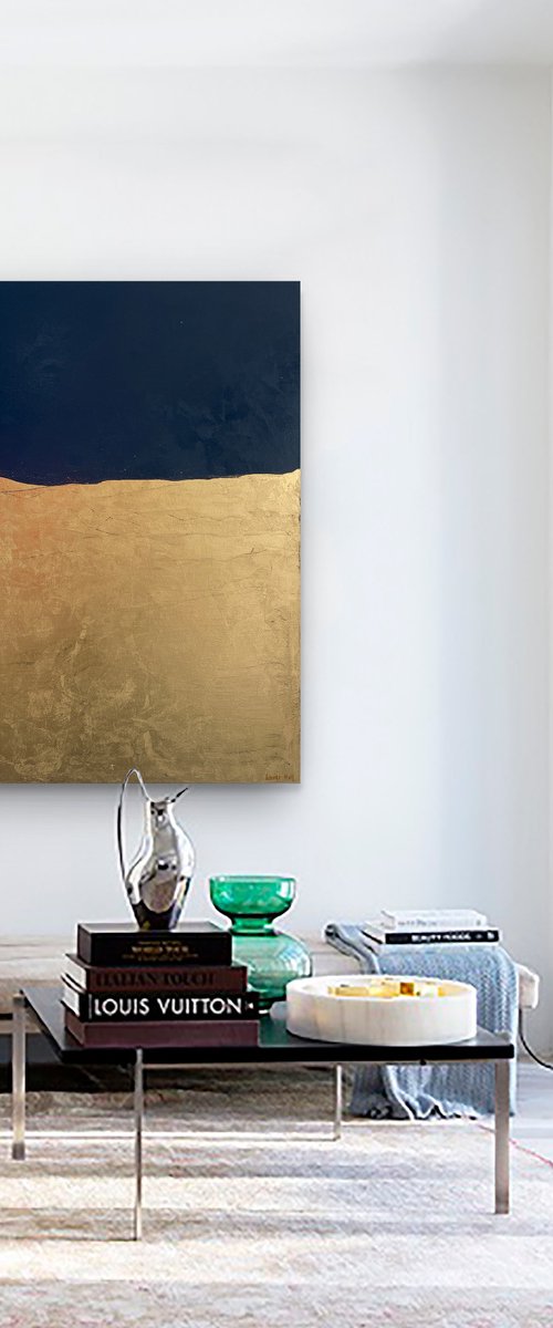 Wise Lands - 101 x 122 cm - metallic gold paint and acrylic on canvas by George Hall