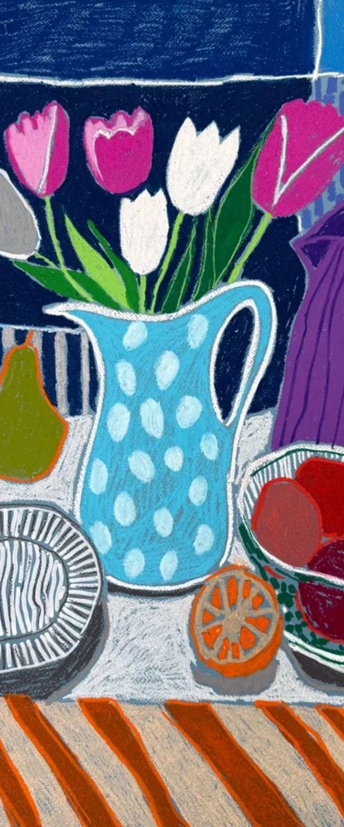 Tulips in Blue Harmony by Sasha Robinson