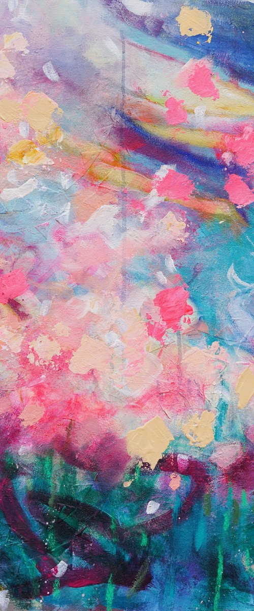 Petals Swirling 30x30" Large Abstract Floral Painting on Canvas by Kerri McCabe